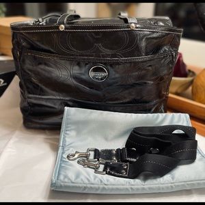 COACH Large tote/Diaper bag ~ Beautiful black patent leather diaper bag.